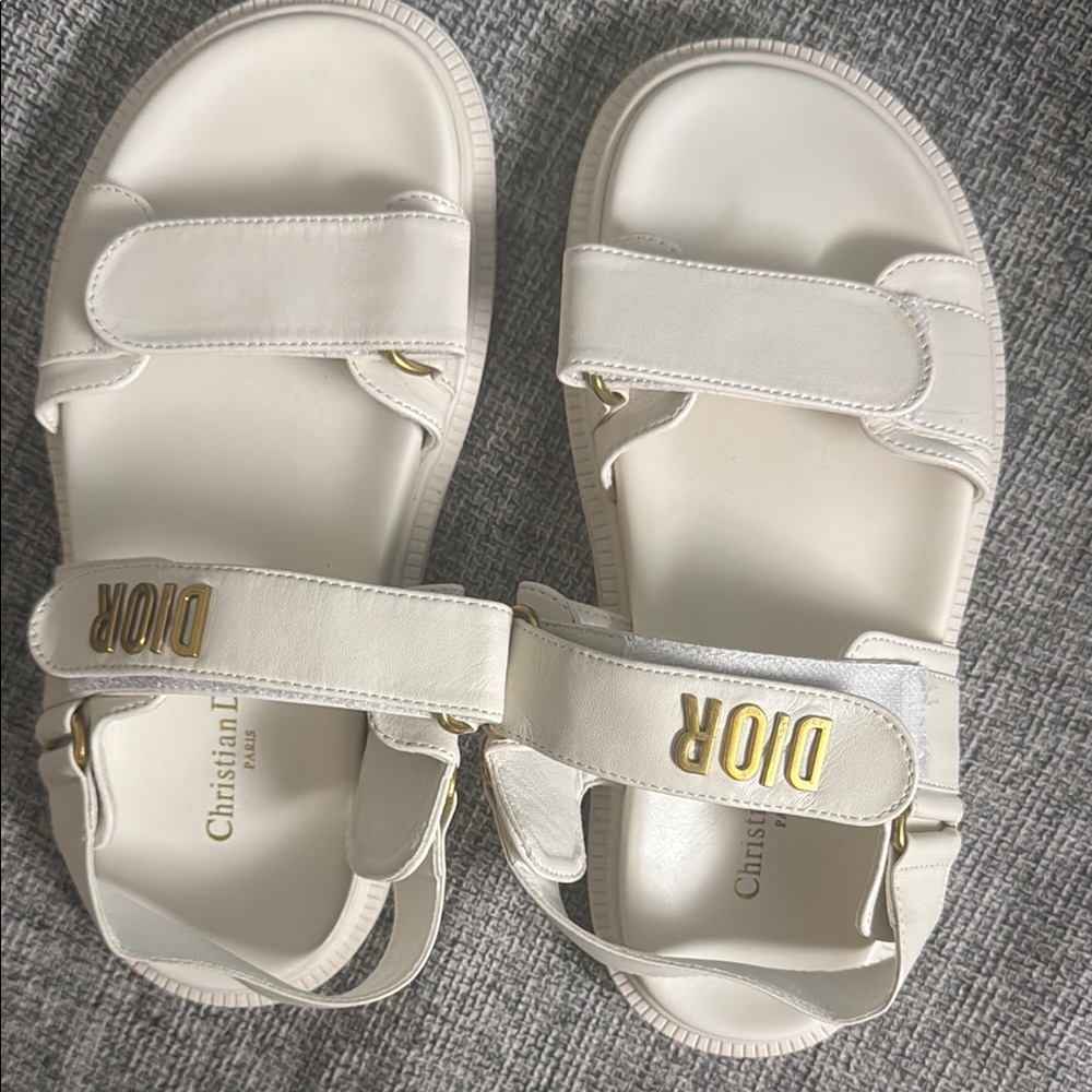 Dior White and Gold Sandals